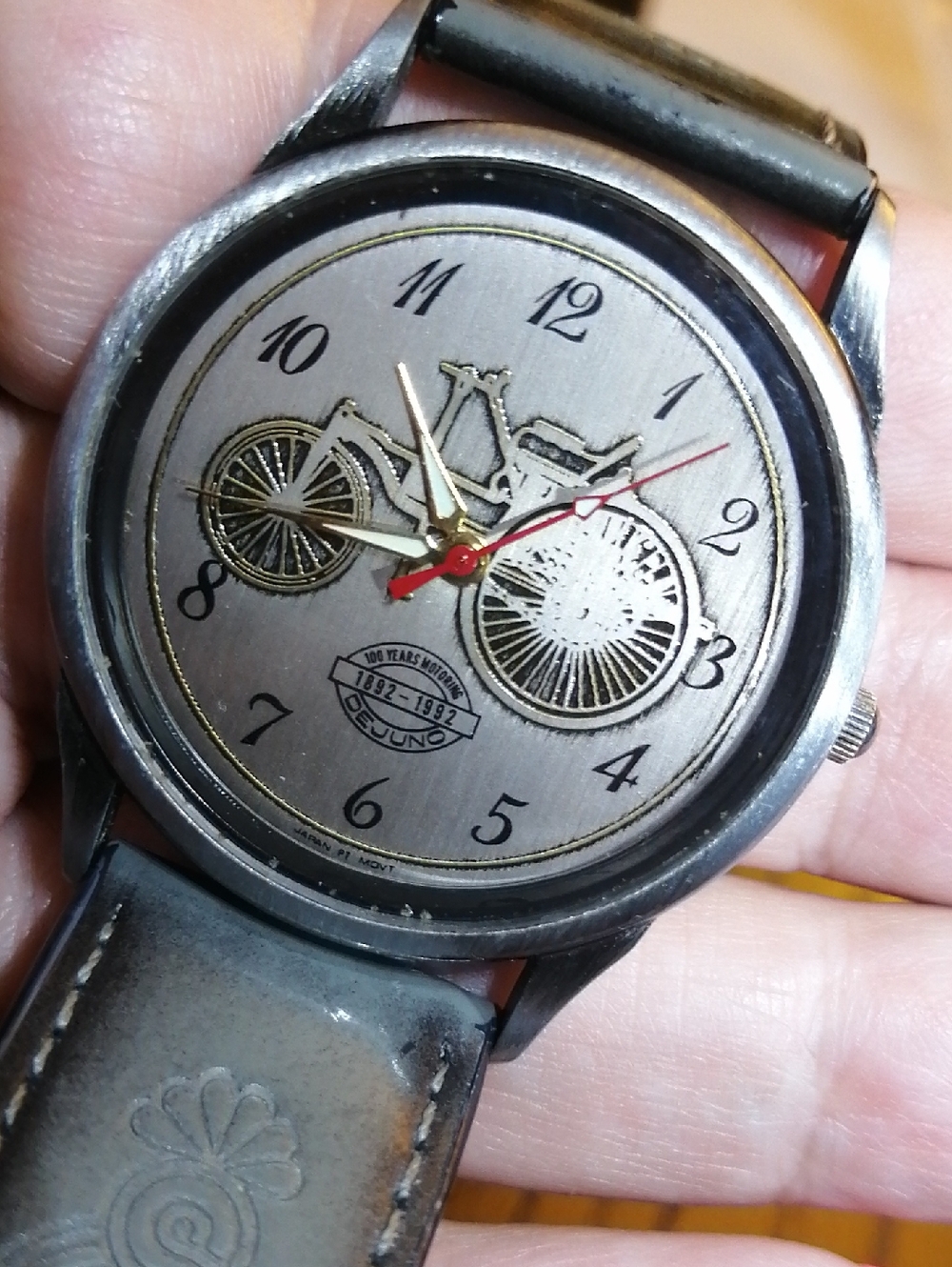 DEJUNO Bicycle Motif 100 Years Motoring Vintage Unisex Watch Japan Leather Strap
